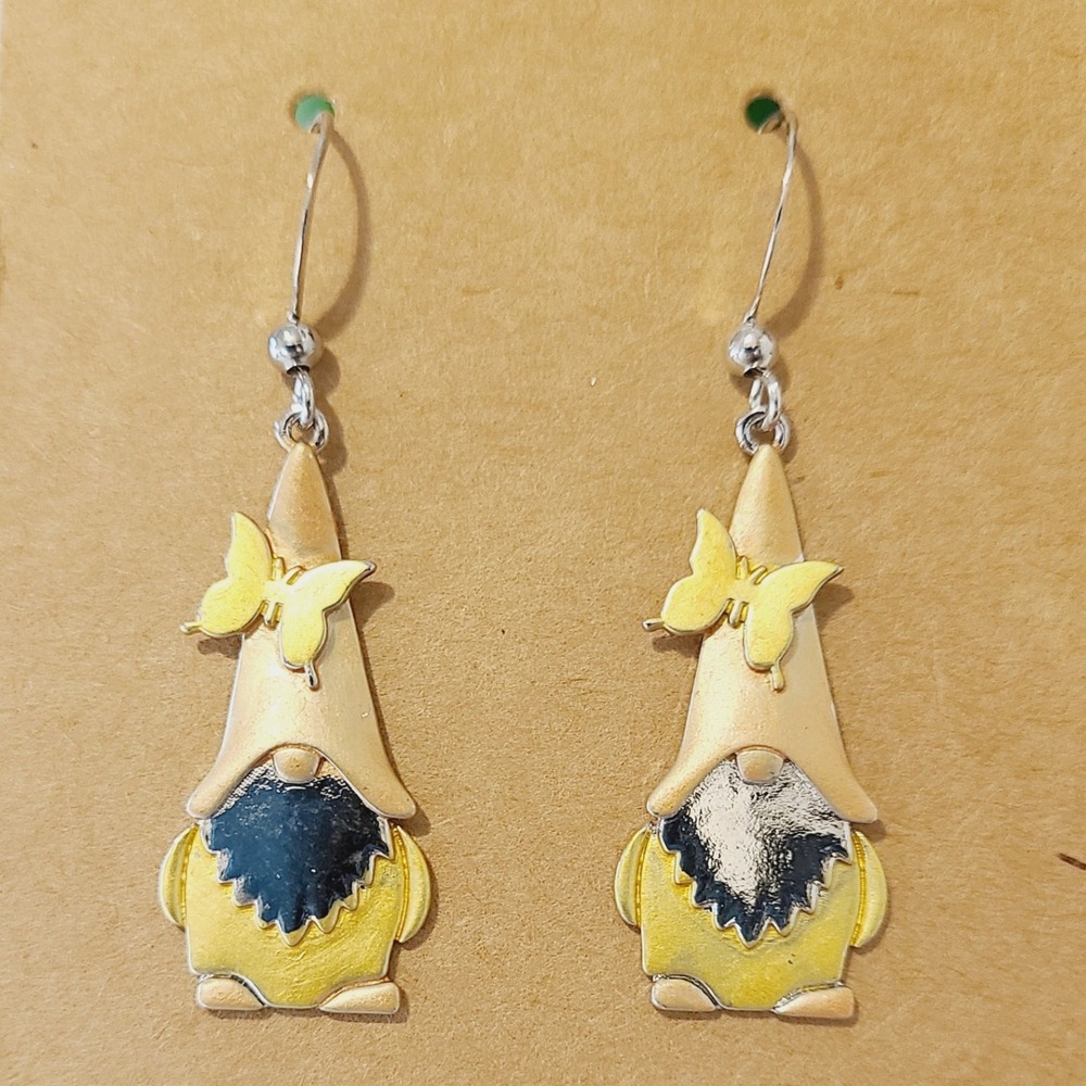 Cute Gnome Earrings Yellow Butterfly Dangle Charm Fashion Jewelryโ Women's NEW